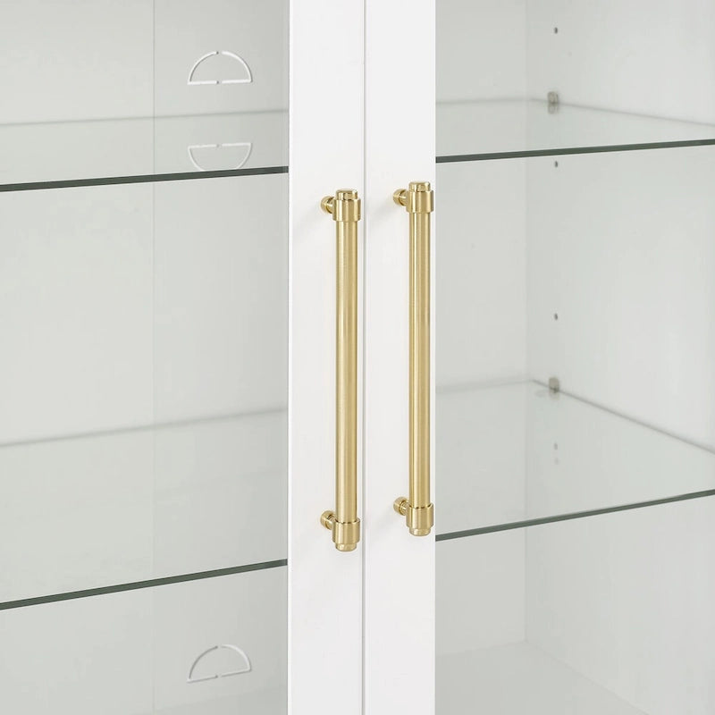 Metal Roarke 2Pc Pantry Storage Cabinet W/Glass Door Hutch Set - image 11