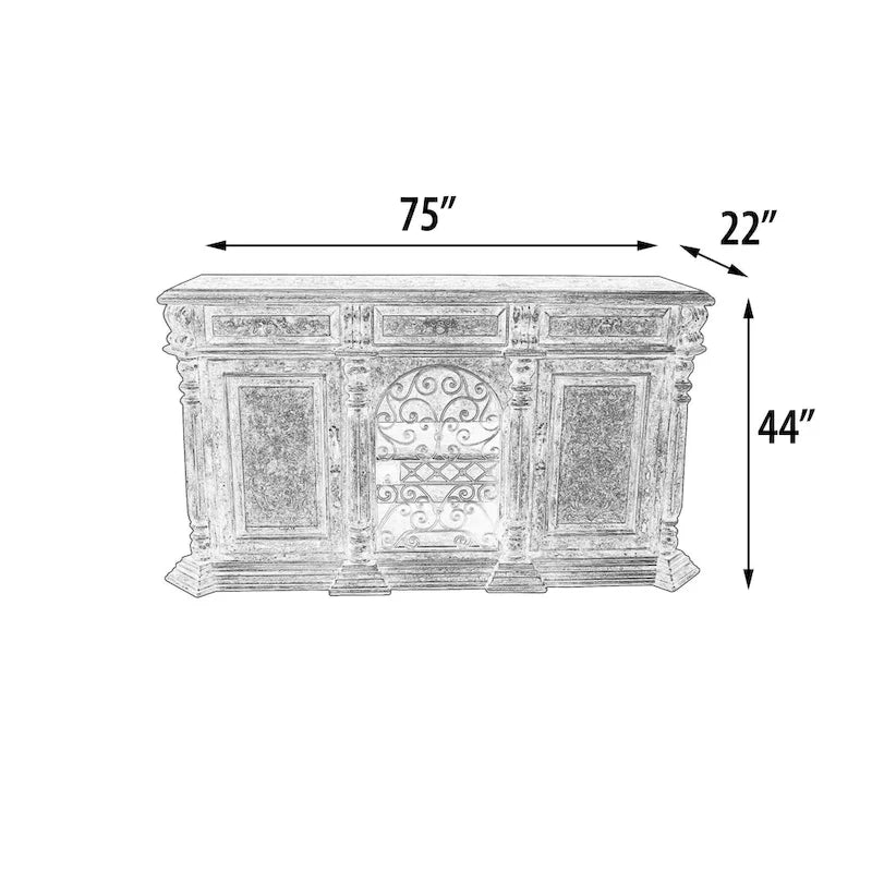 Solid Wood Peruvian Iron Scroll Buffet Sideboard - image 5