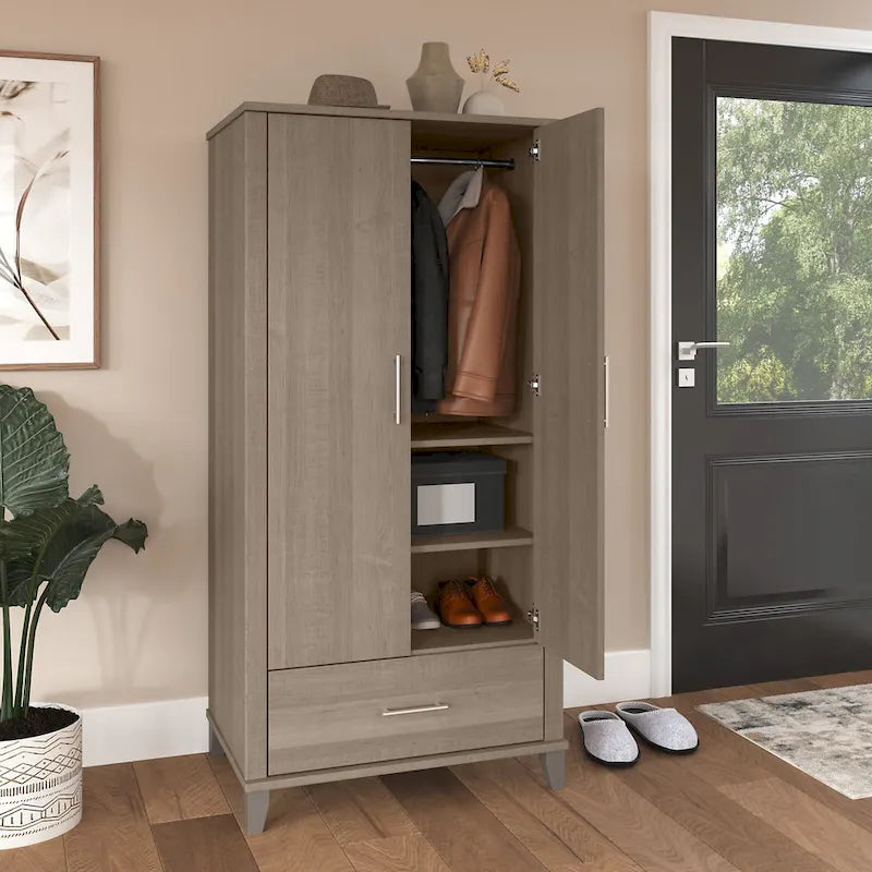 Somerset Tall Entryway Cabinet with Doors and Drawer by Bush Furniture