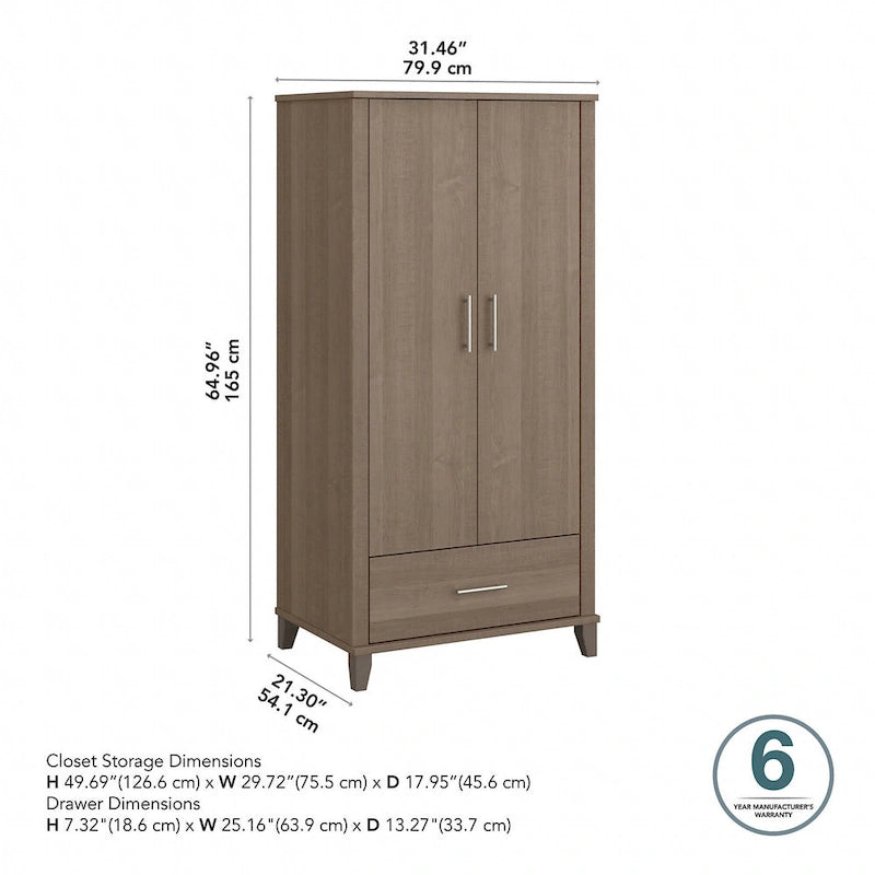 Somerset Tall Entryway Cabinet with Doors and Drawer by Bush Furniture