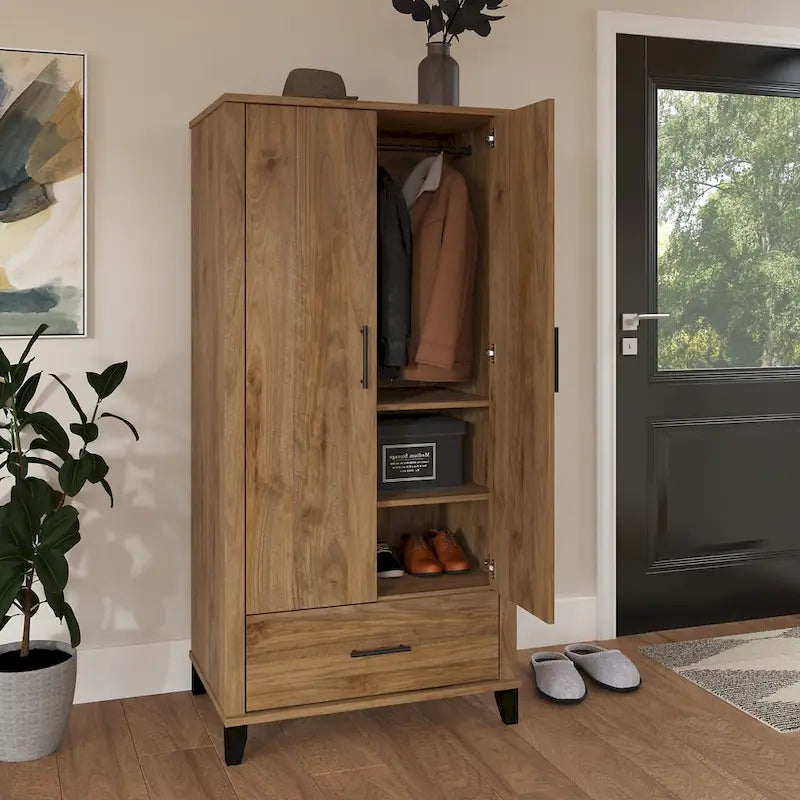 Somerset Tall Entryway Cabinet with Doors and Drawer by Bush Furniture