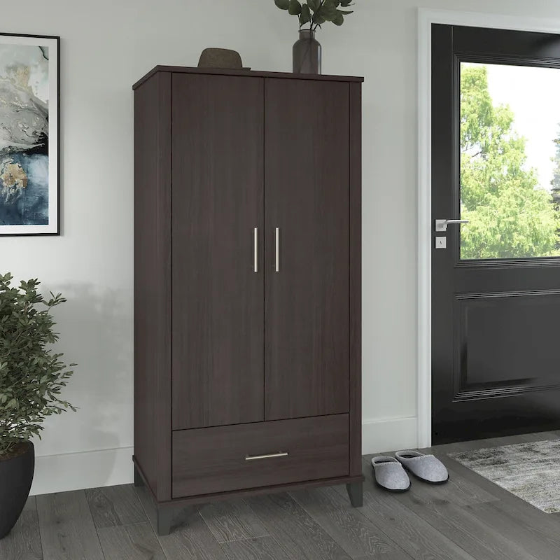 Somerset Tall Entryway Cabinet with Doors and Drawer by Bush Furniture