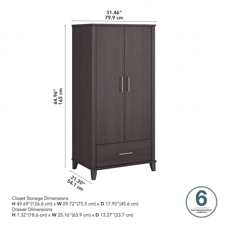 Somerset Tall Entryway Cabinet with Doors and Drawer by Bush Furniture