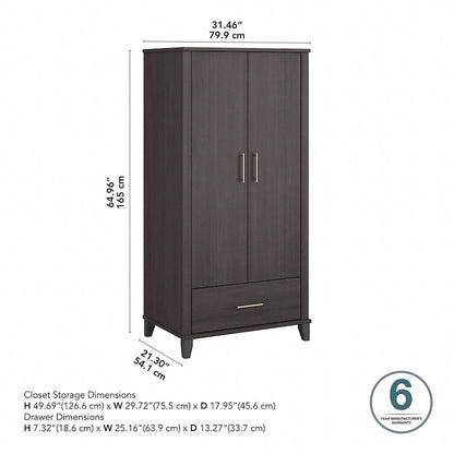 Somerset Tall Entryway Cabinet with Doors and Drawer by Bush Furniture