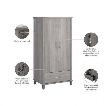 Somerset Tall Entryway Cabinet with Doors and Drawer by Bush Furniture