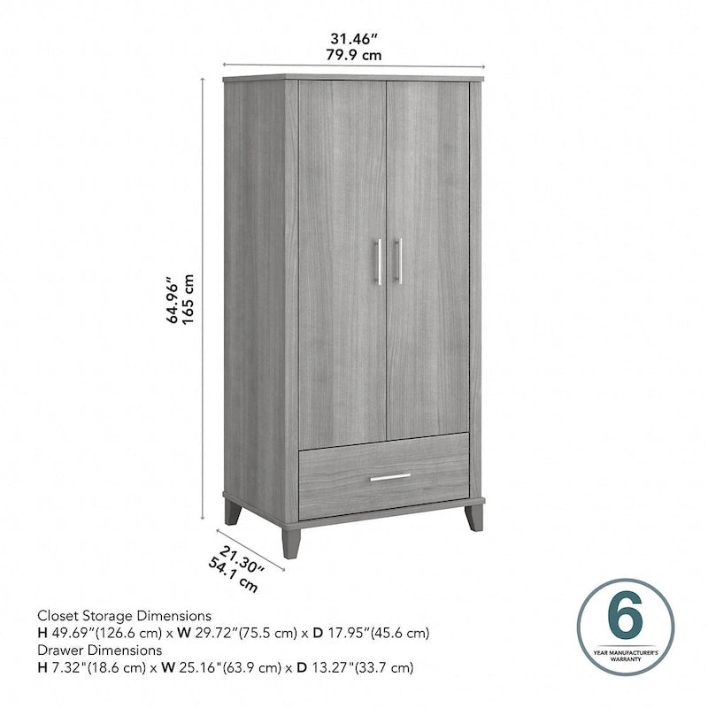 Somerset Tall Entryway Cabinet with Doors and Drawer by Bush Furniture