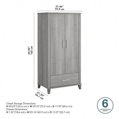 Somerset Tall Entryway Cabinet with Doors and Drawer by Bush Furniture
