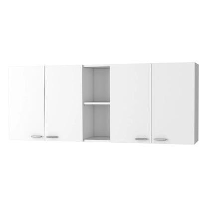 HomeRoots 59 White Wood Wall Mounted Accent Cabinet With Four Doors