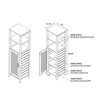 Single Door Bamboo Storage Cabinet - 46.5