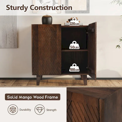 28W Accent Sideboard Cabinet with Storage with Fluted Design and Adjustable Shelf - N/A