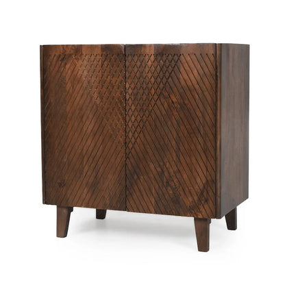 28W Accent Sideboard Cabinet with Storage with Fluted Design and Adjustable Shelf - N/A
