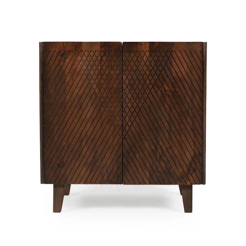 28W Accent Sideboard Cabinet with Storage with Fluted Design and Adjustable Shelf - N/A