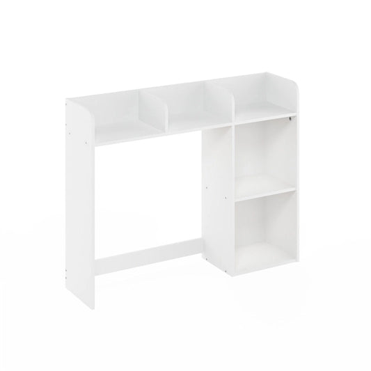 Furinno Classic Desktop Bookshelf Storage Hutch, Desk Organizer with 5 Shelves, White