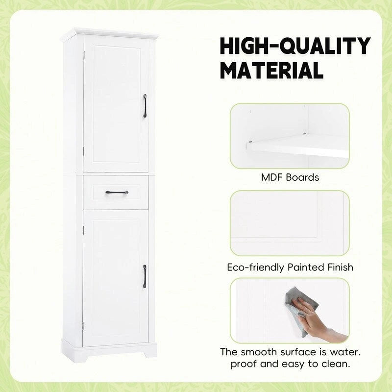 Freestanding Bathroom Storage Cabinet with 2 Doors and Adjustable Shelves