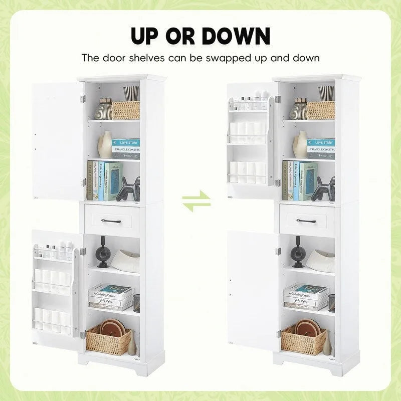 Freestanding Bathroom Storage Cabinet with 2 Doors and Adjustable Shelves