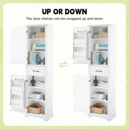 Freestanding Bathroom Storage Cabinet with 2 Doors and Adjustable Shelves