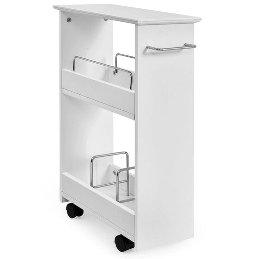 Gymax Slim Rolling Storage Cart 3-Tier Bathroom Cabinet Mobile - See Details