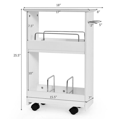 Gymax Slim Rolling Storage Cart 3-Tier Bathroom Cabinet Mobile - See Details
