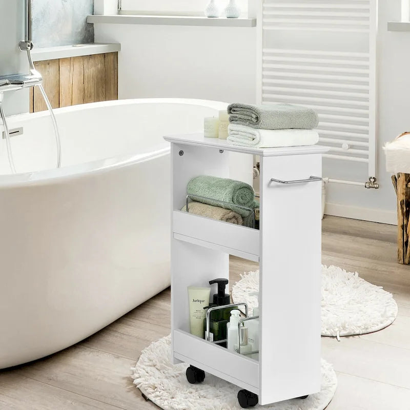 Gymax Slim Rolling Storage Cart 3-Tier Bathroom Cabinet Mobile - See Details