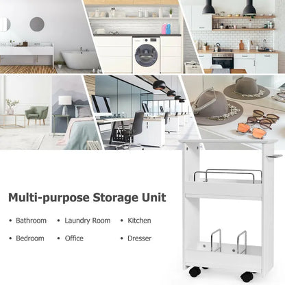 Gymax Slim Rolling Storage Cart 3-Tier Bathroom Cabinet Mobile - See Details