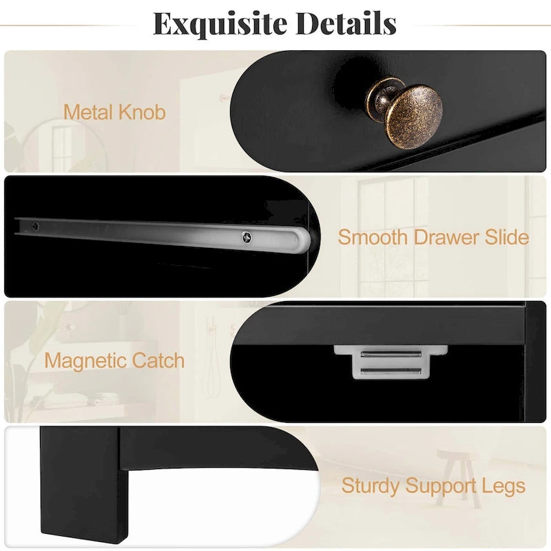 Costway Bathroom Floor Cabinet with Single Glass Door Drawer & - See Details