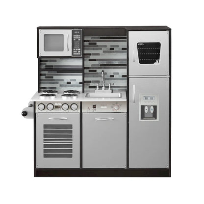 Eco-Friendly Wooden Kids Play Kitchen with Fun Features & Storage - N/A