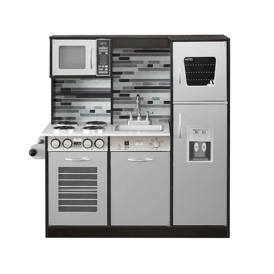 Eco-Friendly Wooden Kids Play Kitchen with Fun Features & Storage - N/A