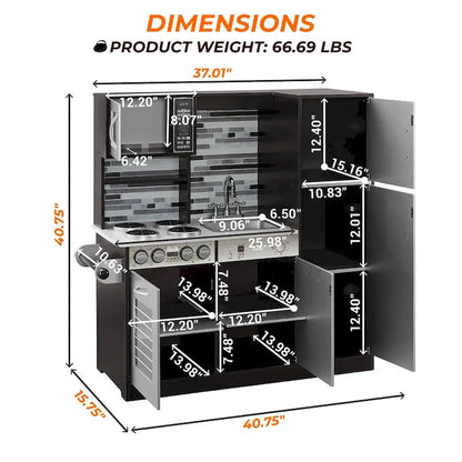 Eco-Friendly Wooden Kids Play Kitchen with Fun Features & Storage - N/A