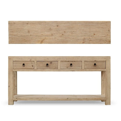 70 Long Capri 4 drawers Sideboard Weathered Natural Pinewood Solid Top