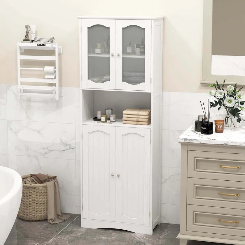 Costway 64.5 Tall Bathroom Cabinet with Tempered Glass Doors - See Details