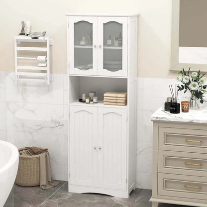Costway 64.5 Tall Bathroom Cabinet with Tempered Glass Doors - See Details