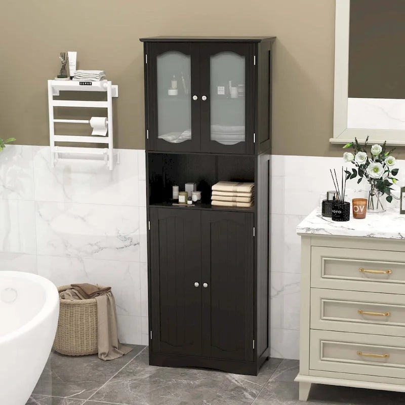Costway 64.5 Tall Bathroom Cabinet with Tempered Glass Doors - See Details