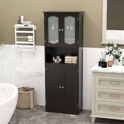 Costway 64.5 Tall Bathroom Cabinet with Tempered Glass Doors - See Details