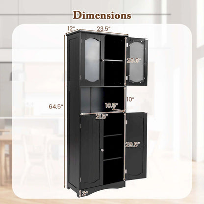 Costway 64.5 Tall Bathroom Cabinet with Tempered Glass Doors - See Details