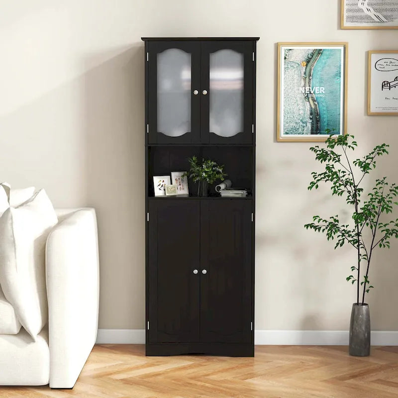 Costway 64.5 Tall Bathroom Cabinet with Tempered Glass Doors - See Details