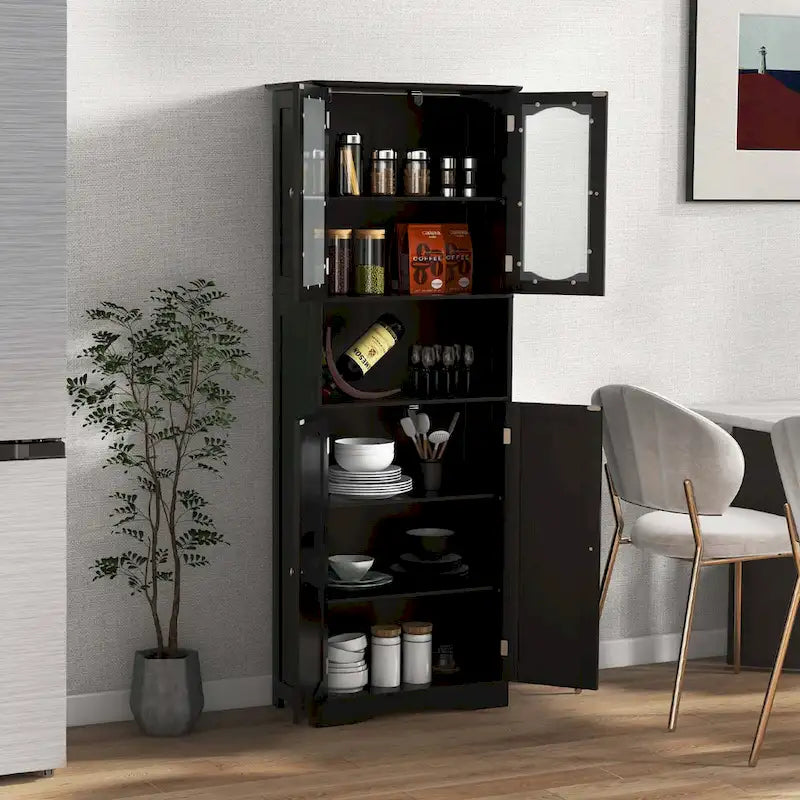 Costway 64.5 Tall Bathroom Cabinet with Tempered Glass Doors - See Details