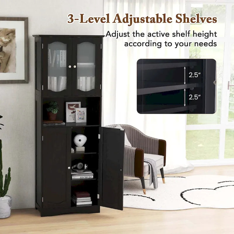 Costway 64.5 Tall Bathroom Cabinet with Tempered Glass Doors - See Details