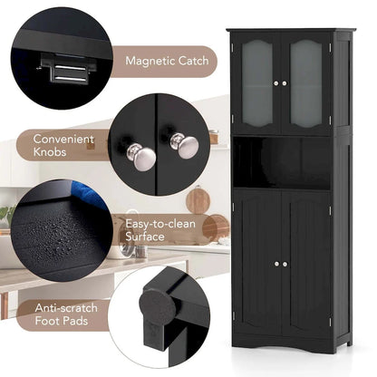 Costway 64.5 Tall Bathroom Cabinet with Tempered Glass Doors - See Details