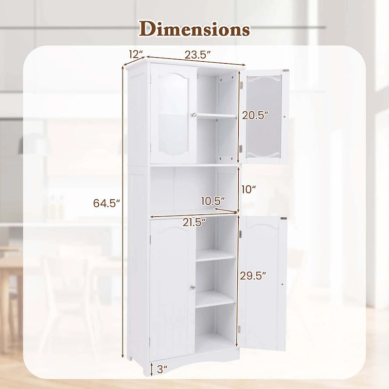 Costway 64.5 Tall Bathroom Cabinet with Tempered Glass Doors - See Details