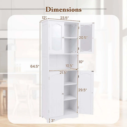 Costway 64.5 Tall Bathroom Cabinet with Tempered Glass Doors - See Details