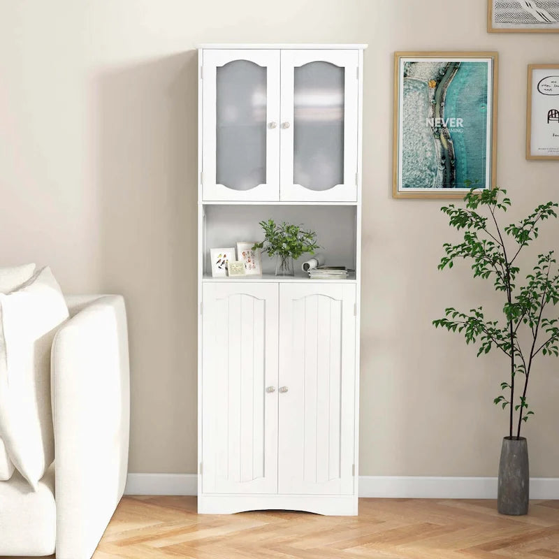Costway 64.5 Tall Bathroom Cabinet with Tempered Glass Doors - See Details