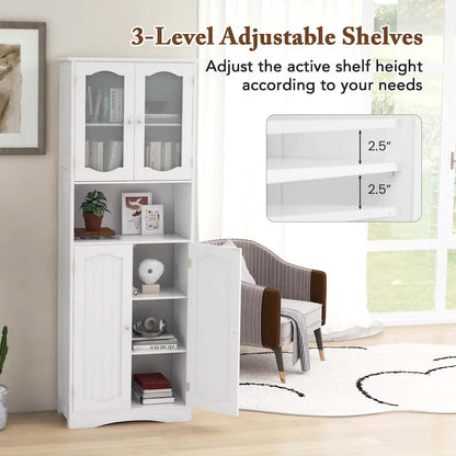 Costway 64.5 Tall Bathroom Cabinet with Tempered Glass Doors - See Details