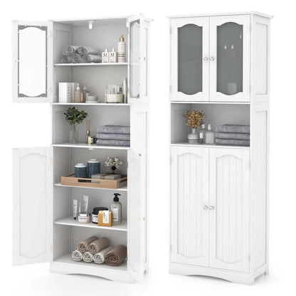 Costway 64.5 Tall Bathroom Cabinet with Tempered Glass Doors - See Details
