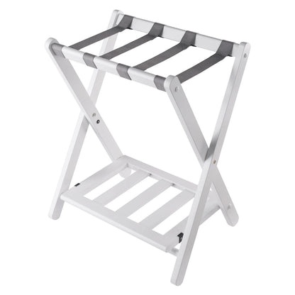 Foldable Luggage Rack with Shelf - 24.75 - White and Gray