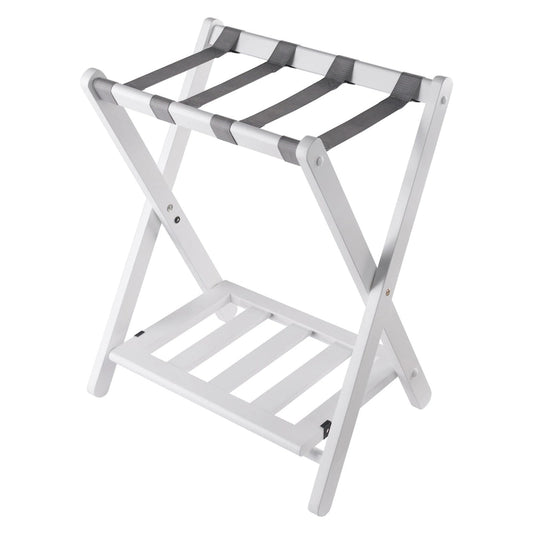 Foldable Luggage Rack with Shelf - 24.75 - White and Gray
