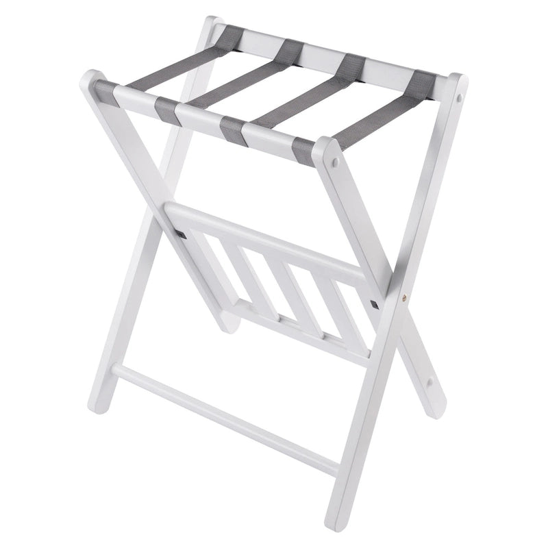 Foldable Luggage Rack with Shelf - 24.75 - White and Gray