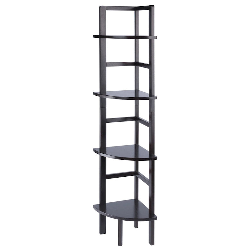 4 Tier Narrow Tall Storage Corner Shelf Rack - 63.5 - Coffee Brown