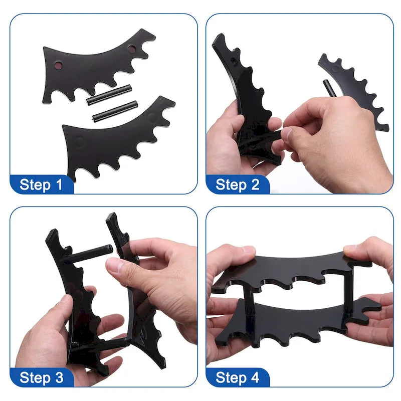 2pcs Pen Holders, 6-Slot Vertical and Horizontal Pen Display Stand, Clear/Black - Black,Clear - 17.5cm x 7cm