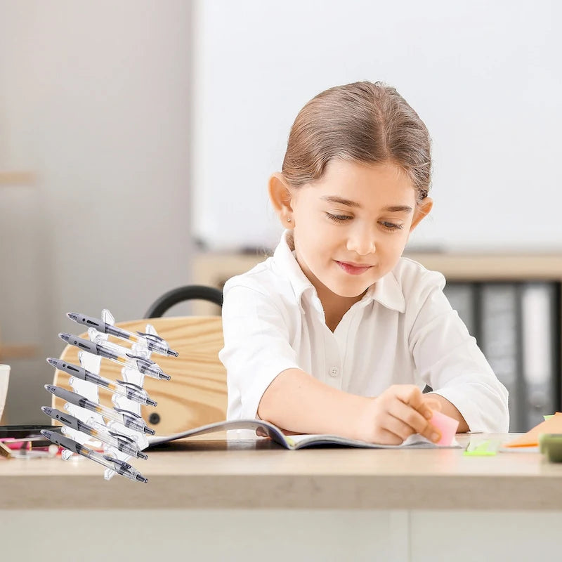 2pcs Pen Holders, 6-Slot Vertical and Horizontal Pen Display Stand, Clear/Black - Black,Clear - 17.5cm x 7cm