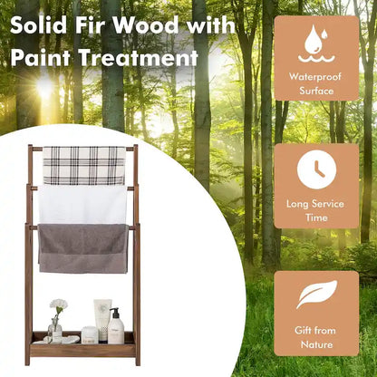 Gymax 3-Bar Freestanding Towel Rack w/ Bottom Storage Shelf